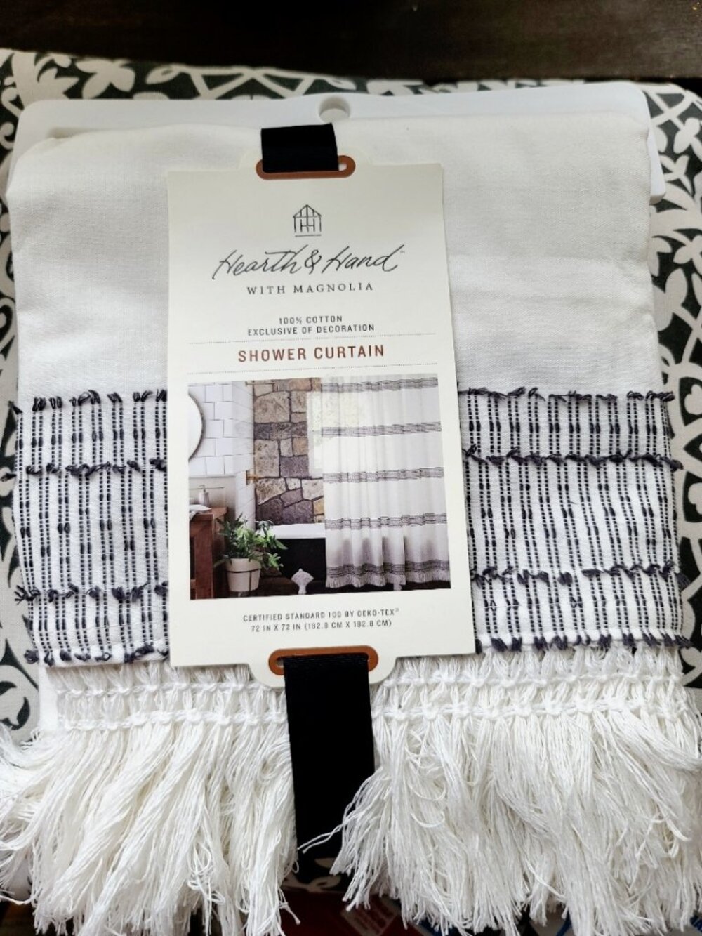 Hearth & Hand with Magnolia Gray Textured Stripe Shower Curtain